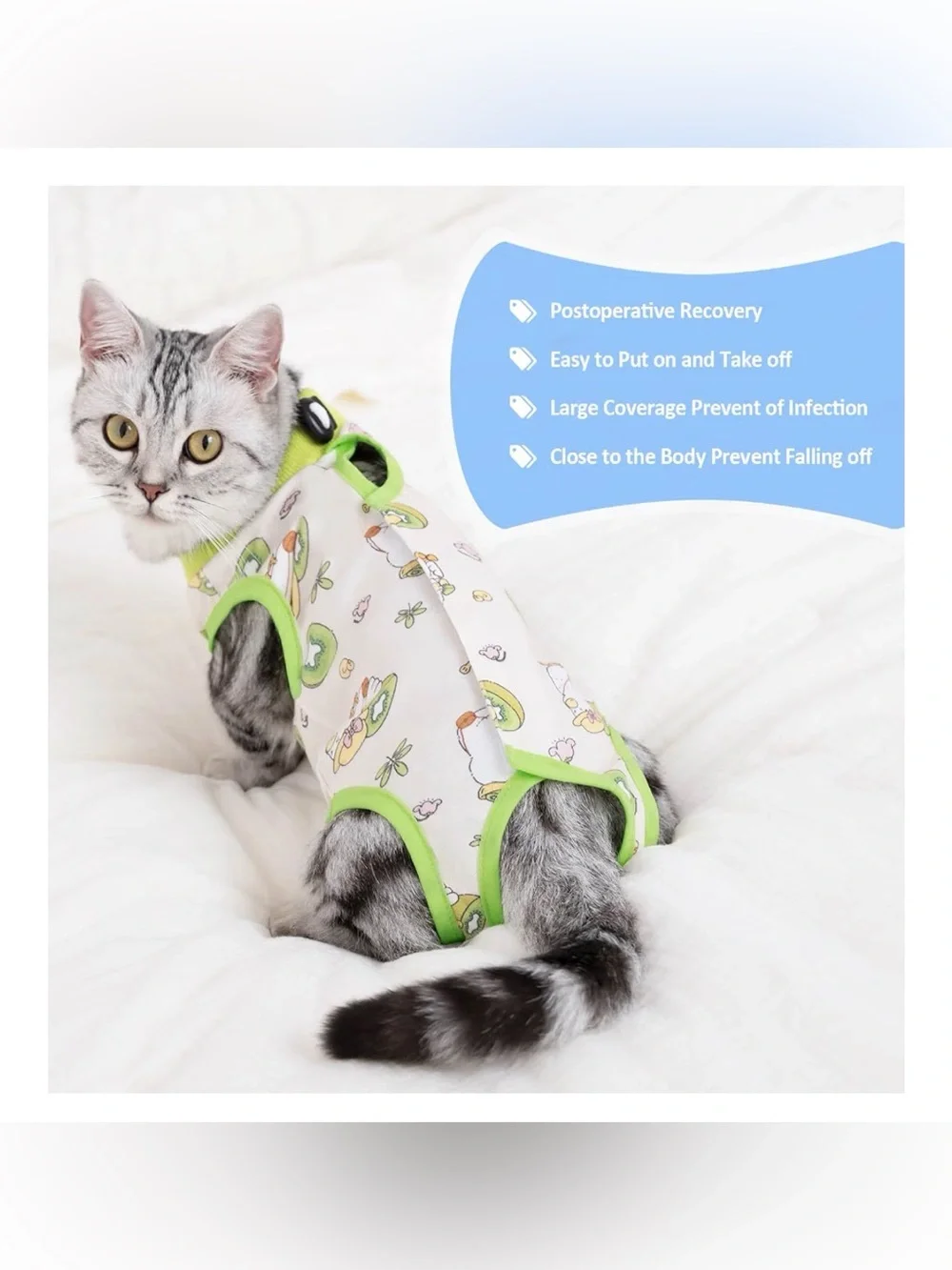 Cute Donut Print Cat Anti-Licking Surgery Onesie -Size Medium